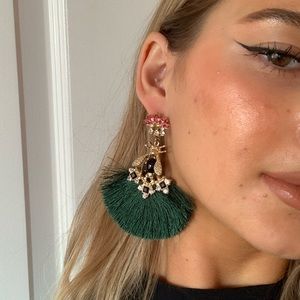 Flower/bee/grass design earrings